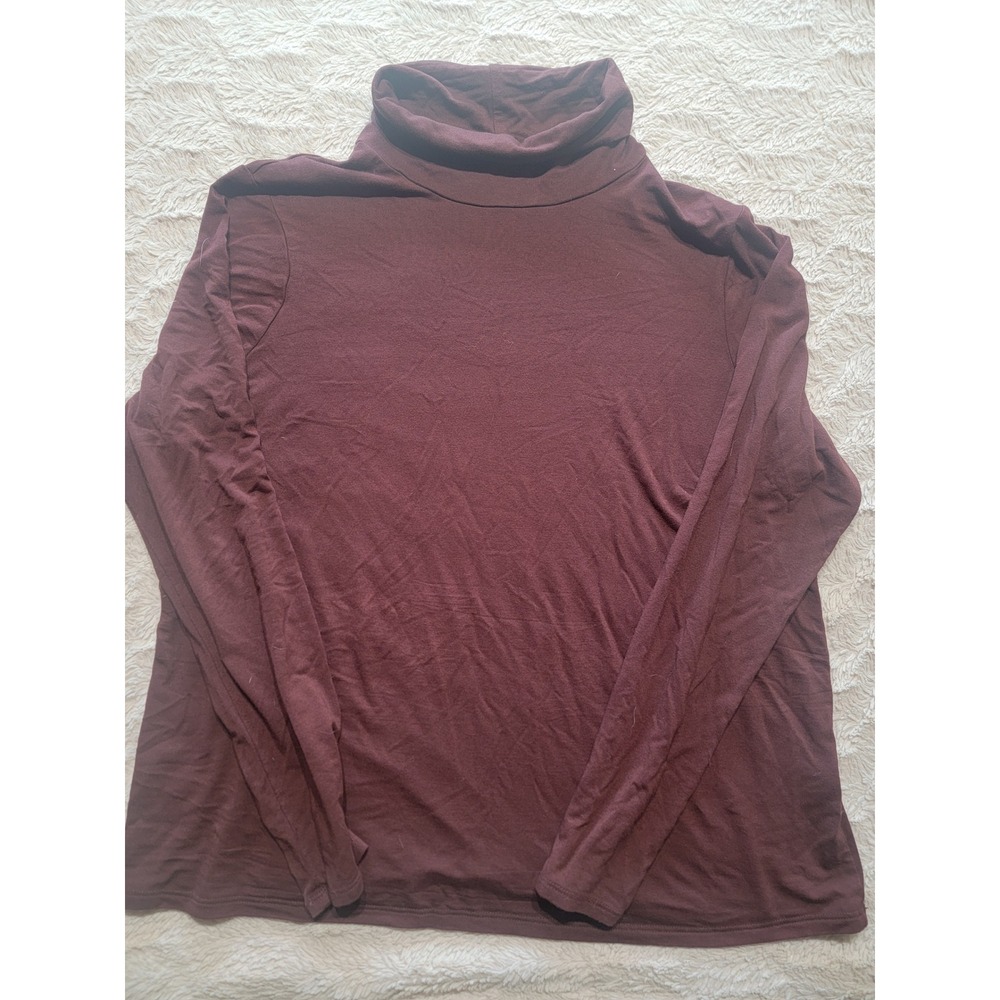 Reitmans R Essentials Basic Brown Long Sleeve Turtleneck Top XL Viscose Stretch